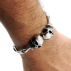 Skeleton Bones Silver Bike Bangles Adjustable